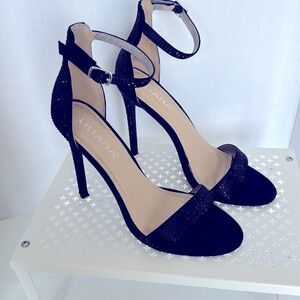 Liliana Black 4.5 Inch Stiletto Heels Classic Size 8 Ankle Strap Closure